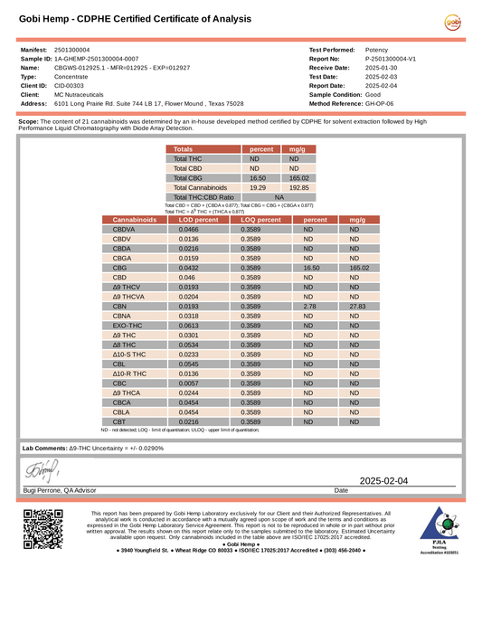 Water Soluble CBG Powder